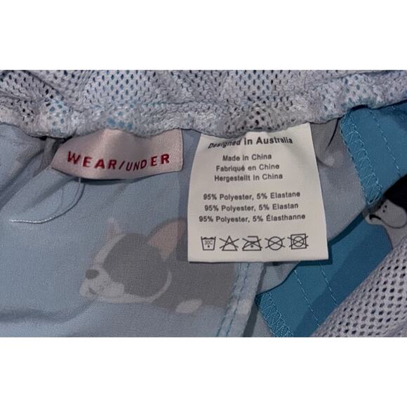 French Bulldog Mens SM Swim Trunk Blue Pockets Mesh Tie Close MOSMANN Wear Under - Picture 5 of 8